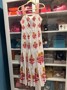 Pink City Prints white pink orange floral dress with open back